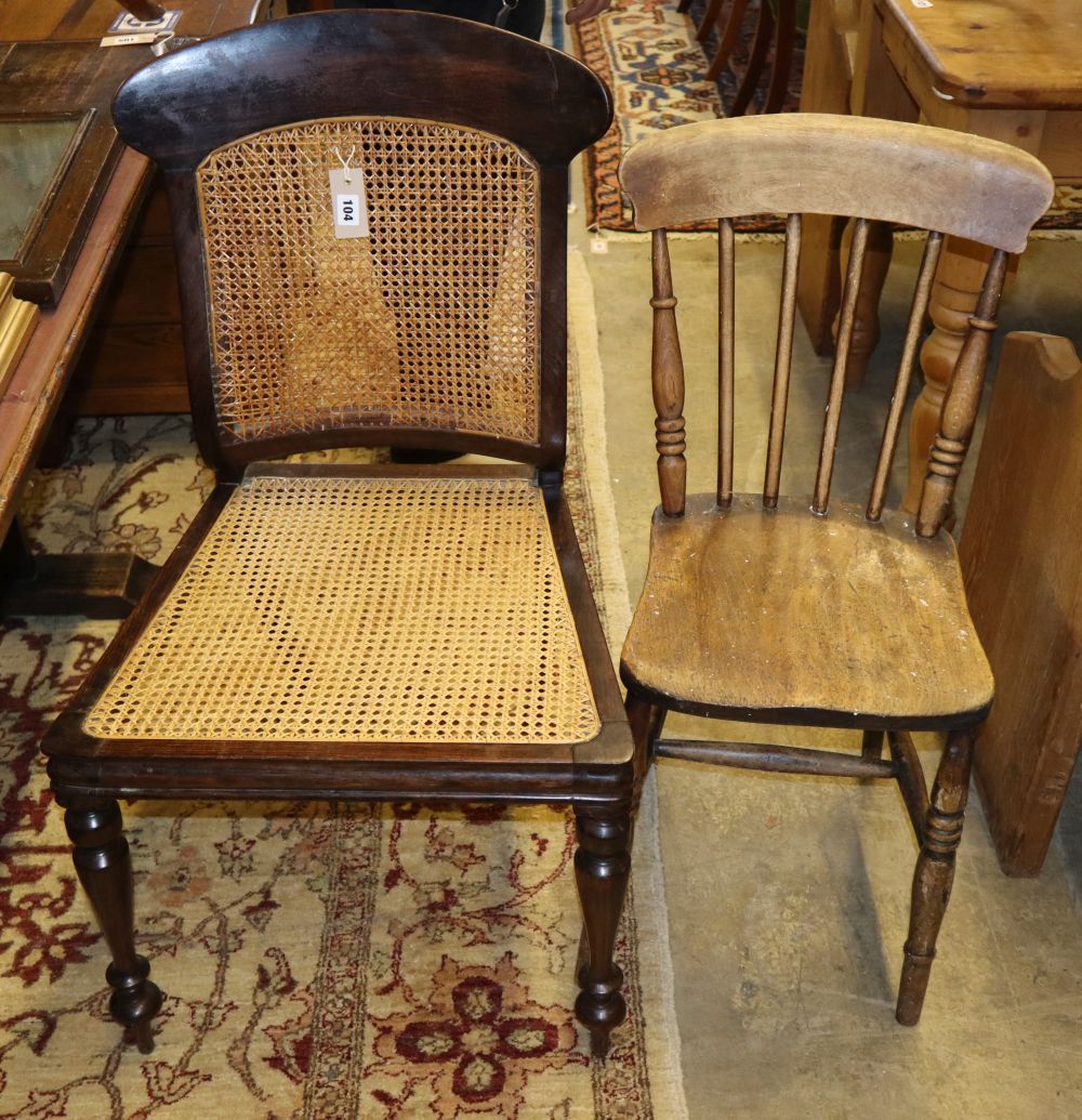 A Victorian carved beech chair, chapel chair and two others